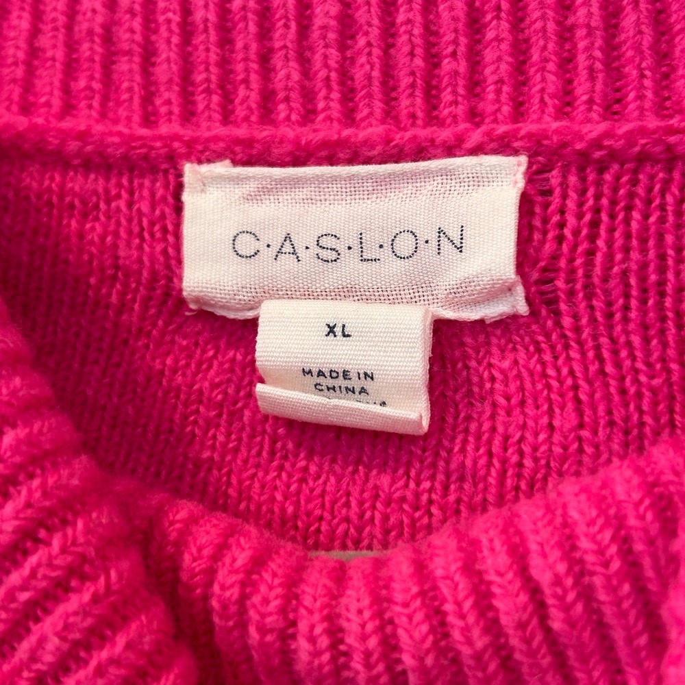 Caslon Hot Pink Cable Knit Turtleneck Oversized Sweater Women's XL - Picture 3 of 8